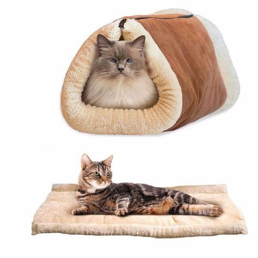 Amazing Kitty Cave: 2-In-1 Cat Bed & Tunnel Beds Mats