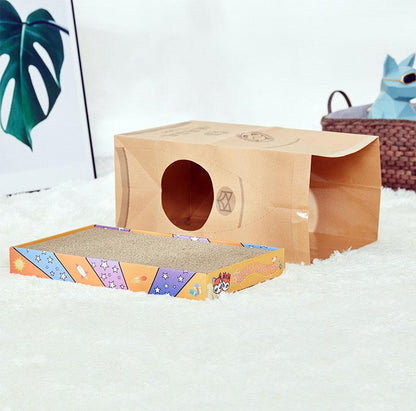 Cat Paper Bag Tunnel With Scratcher