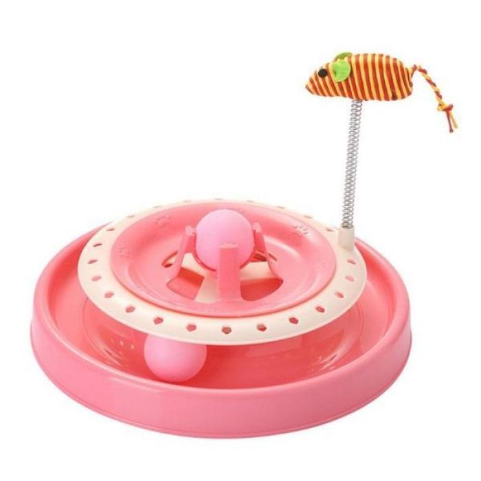 Cat Ball Track Toy With Teaser Pink