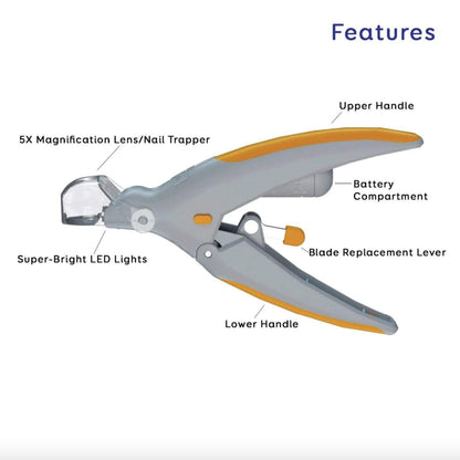 Pet Nail Clippers With Light & 5X Magnification